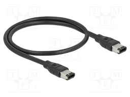 Cable; FireWire 6pin plug,both sides; 0.5m; black; Øcable: 6mm