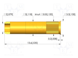 Test probe socket; gold-plated; KS-913; 13.6mm; test needles