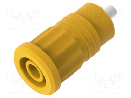 Connector: 4mm banana; socket; 25A; yellow; nickel plated; 28.2mm