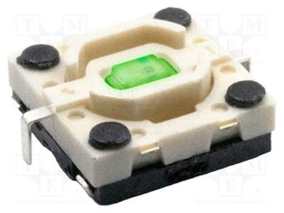 Microswitch TACT; SPST-NO; Pos: 2; 0.05A/12VDC; SMT; LED; green