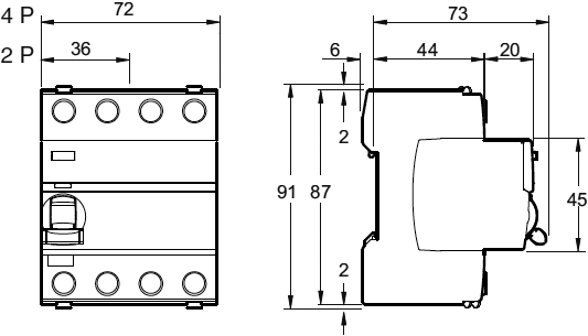 RCD breaker; Inom: 80A; Ires: 100mA; Poles: 4; 400V; Mounting: DIN