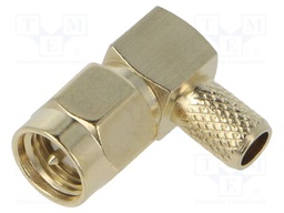 Connector: SMA; plug; male; angled 90°; 50Ω; soldering,crimped