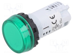 LED Panel Mount Indicator, Green, 24 V, 22 mm, 20 mA, IP65