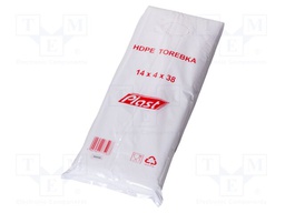 Plastic bag; L: 380mm; Width: 140mm; Thick: 6um; HDPE; transparent