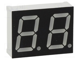 Display: LED; 7-segment; 14.2mm; 0.56"; No.char: 2; blue; 80mcd