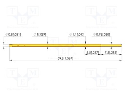 Test needle; Spring compression: 5.5mm; 7.5mm; 2A; CuBe; Ø: 0.8mm