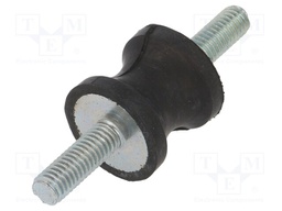 Vibration damper; M6; Ø: 20mm; rubber; L: 19mm; Thread len: 18mm