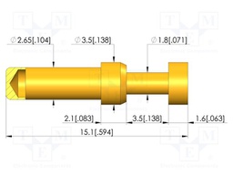 Test needle; Spring compression: 2.8mm; 3.5mm; 5A; brass; Ø: 3.5mm