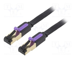 Patch cord; U/FTP; 7; stranded; Cu; PVC; black; Len: 1m; 30AWG