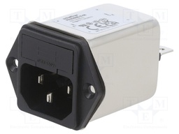 Filtered IEC Power Entry Module, IEC C14, Medical, 6 A, 250 VAC, 2-Pole Fuse Holder