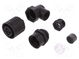Connector: circular; plug; PIN: 9; female; w/o contacts; IP65; 400V