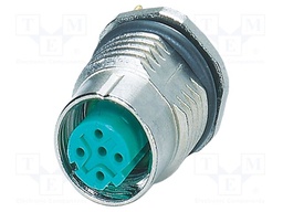 Connector: M12; socket; PIN: 4; female; 48V; straight; THT; D code