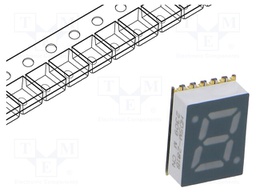 Display: LED; 7-segment; 7mm; 0.28"; No.char: 1; blue; 3.4÷6mcd; SMD