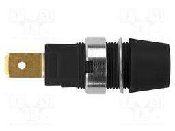 Socket; 4mm banana; 32A; 1kV; black; gold-plated; screw; insulated