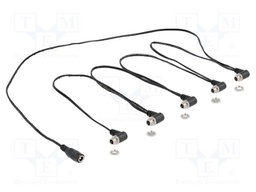 Cable; DC 5,5/2,1 socket x6; angled,straight; black; 2m; black