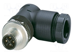 Connector: M12; plug; PIN: 4; 630V; angled; IP67; screw terminal