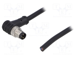 Connector: M8; male; PIN: 3; angled 90°; plug; 3A; 60V; IP65/IP67; 1m