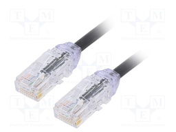 Patch cord; TX6A-28™,U/UTP; 6a; solid; Cu; LSZH; black; Len: 1m