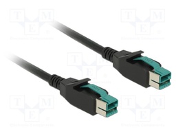 Cable; PoweredUSB plug,both sides; 1m; black; 20AWG,26AWG; 12V