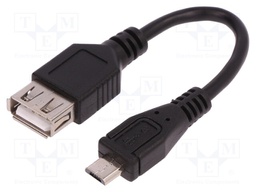 Cable; USB 2.0; USB A socket,USB B micro plug; 100mm; black