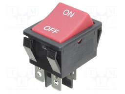 ROCKER; DPST-NO; Pos: 2; ON-OFF; 16A/250VAC; red; none; Body: black