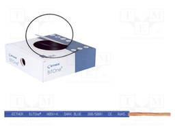 Wire; BiTOne; stranded; Cu; 0.5mm2; dark blue; PVC; 300/500V; 100m