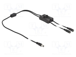 Cable; DC 5,5/2,1 plug,DC 5,5/2,1 socket x2; straight; black; 1m