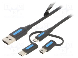 Cable; USB 2.0; 0.5m; black; Core: Cu,tinned; 480Mbps; Øcable: 4mm