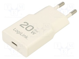 Power supply: switching; mains,plug-in; 3A; 20W; Out: USB C; white