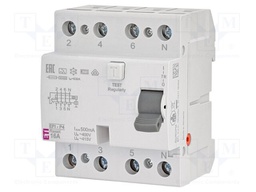 RCD breaker; Inom: 16A; Ires: 500mA; Poles: 4; 400V,415V; IP20; EFI