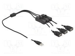 Cable; USB A plug,USB A socket x3; straight; black; 1m; black