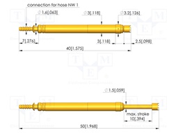 Test needle; Spring compression: 6mm; 10mm; 10A; steel; Ø: 2.5mm