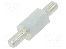 Screwed spacer sleeve; 8mm; Ext.thread: M3; hexagonal; steel; zinc