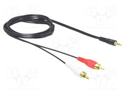 Cable; Jack 3.5mm 3pin plug,RCA plug x2; 1.5m; black