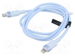 Cable; Apple Lightning plug,USB C plug; nickel plated; 1m; blue