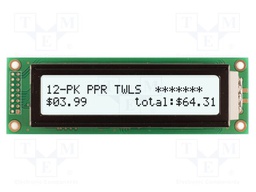 Display: LCD; FSTN Positive; 24x2; grey; 116x37mm; LED; 2x8; 5V