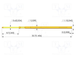 Test probe socket; gold-plated; KS-087; 35.7mm; test needles