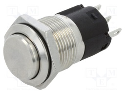 Vandal Resistant Switch, Flush, 82 Series, 16 mm, SPDT, Momentary, Round Raised, Natural