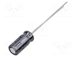 Capacitor: electrolytic; THT; 22uF; 63VDC; Ø5x11mm; Pitch: 2mm; ±20%
