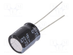 Capacitor: electrolytic; low impedance; THT; 470uF; 25VDC; ±20%