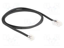 Cable: telephone; RJ11 plug,RJ45 plug; 1m; black; Insulation: PVC