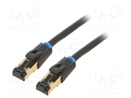 Patch cord; S/FTP; Cat 8; OFC; PVC; black; 3m; RJ45 plug,both sides