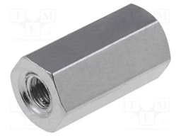 Screwed spacer sleeve; Int.thread: M2; 8mm; hexagonal; brass