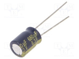 Capacitor: electrolytic; low impedance; THT; 680uF; 6.3VDC; ±20%