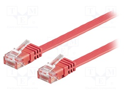 Patch cord; U/UTP; 6; stranded; Cu; PVC; red; Len: 15m; 32AWG
