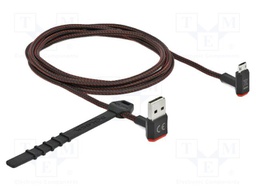 Cable; USB 2.0; gold-plated; 1.5m; black,red; 24AWG,28AWG; 480Mbps