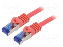 Patch cord; S/FTP; 6a; stranded; Cu; LSZH; red; 1m; 26AWG; -20÷75°C