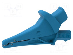 Crocodile clip; 20A; blue; Grip capac: max.25mm; Socket size: 4mm