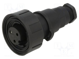Connector: circular; plug; female; PIN: 3; 12A; 277V; IP68,IP69K