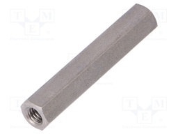 Screwed spacer sleeve; Int.thread: M6; 55mm; hexagonal